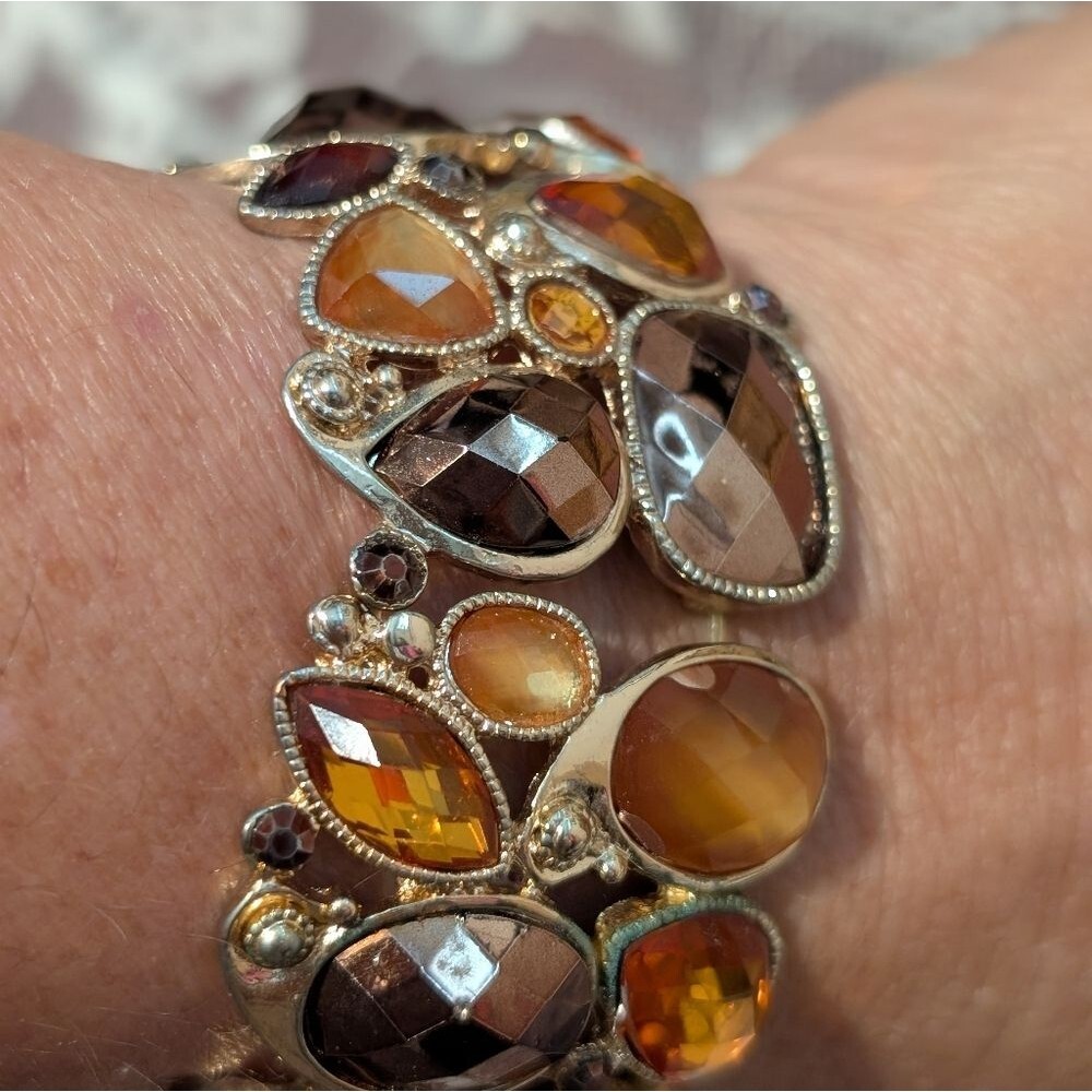 Antique Gold Brown Gemstone Bracelet Americana Heritage Core Americana